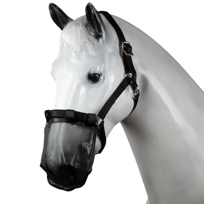 Horze Durable Mesh Horse Fly Mask with Nose Cover, Black Equine Fly Mask - size: Pony