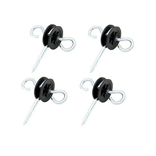 JBT 2 Rings Electric Fence Screw-in Gate Handle Anchor, Black, 4