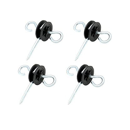 JBT 2 Rings Electric Fence Screw-in Gate Handle Anchor, Black, 4
