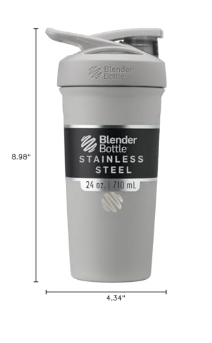 BlenderBottle Sport Flip Stainless Steel Shaker Bottle 24 oz Grey - color: Grey, size: 24 Ounces, style: Flip