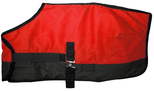 Mini/Pony/Livestock 1200D Adjustable Water Resistant Turnout Blanket - color: Red, size: 48 - 54