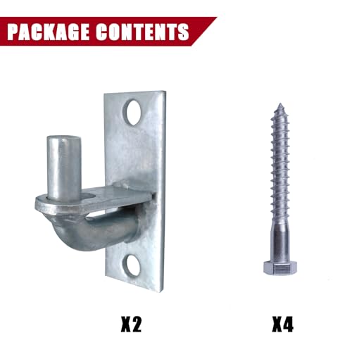 2 Pack Wall Mount Gate Hinges, Heavy Duty Chain Link Fence Gate Hinges with 5/8 Hinge Pin for Fences & Farm Gates, Silver - color: Silver-2pcs
