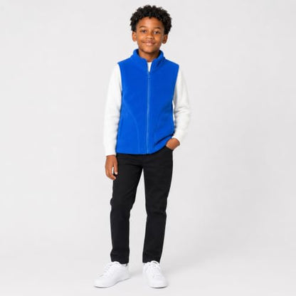 Mud Kingdom Boys Girls Polar Fleece Vest Jacket Ligntweight Plain Vest Full Zipper Sleeveless - color: Blue, size: 7-8