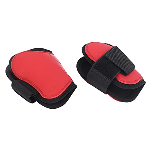 Horse Tendon Boots for Riding and Jumping, PU Shell Protectors with Elastic Neoprene, Nylon Fastener, Red Front and Hind Boots to Prevent Leg Injuries - size: A pair of large hind legs