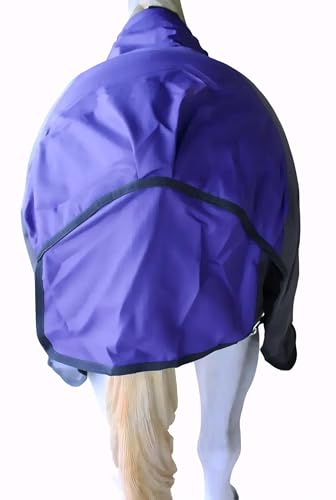1200D Horse Turnout Blanket Waterproof, Breathable, Heavy-Weight Winter Blanket with 300g Fill, Ripstop Outer Shell - color: Grey/Purple, size: 84 inches