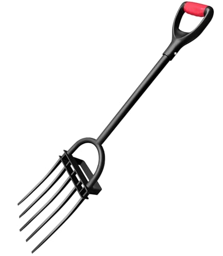 Garden Fork, Pitchforks for Digging Composting Spading, Long Hand Tiller & Cultivator - 5 Tine, 45 inches