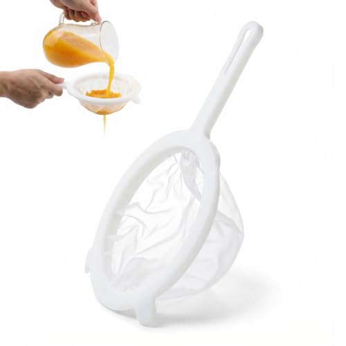 Fine Mesh Strainer with Handle & Resting Tabs, 120 Mesh 7.1", Plastic Coffee Strainer, Nylon Juice Filter, Small Sieve for Kefir Grains, Soy/Nut Milk, Yogurt, Tea, Honey - size: 120 Mesh 7.1"