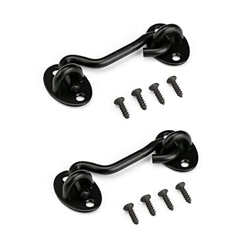 3” Privacy Hook and Eye Latch Easy Lock for Barn Door, Black (3 INCH-2PCS) - size: 3 INCH-2PCS