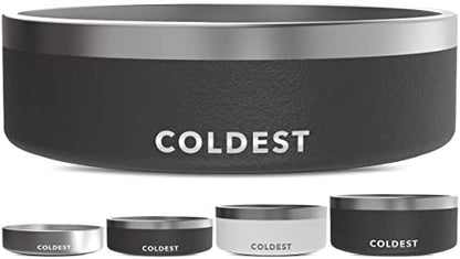 Coldest Dog Bowl - Anti Rust Metal, Non Slip, 3 Layers Insulated Stainless Steel Dog Bowls - Spill Proof & Heavy Duty - Water Bowl for Dogs, Cats & Pets, Dish Washer Safe (42 oz, Stealth Black) - color: Stealth Black, size: 42 oz