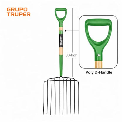 Truper TruTough Ensilage Fork, Manure/Bedding Fork, 10 Tines, 30-Inch Wood Handle with Poly D-Handle (Model BPJ-10/30330) - size: 30-Inch, style: Tru Tough - Manure/Bedding Fork 10-Tine