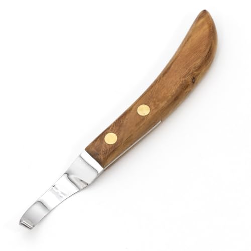 Jeffers Horse Hoof Knife for Hoof Trimming and Cleaning, Farrier Tool with Walnut Handle & Stainless Steel Blade, Grooming Kit Accessory for Horses, Ponies, Livestock - Right Hand Use