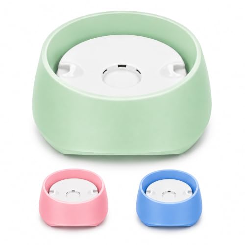 Green No Spill Dog Water Bowl, Pet Floating Water Bowl No Wet Mouth, Anti Splash & Anti Tip Slow Water Feeder, Keeps Fur Dry Clean Drinking Bowl for Dogs & Cats, Large Capacity Travel Friendly - color: Green, White