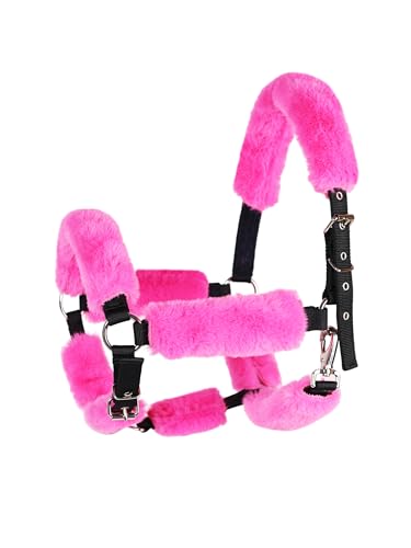 Harrison Howard Fleece Halter Covers for Horses, Set of 9, Prevent Hair Loss Pressure Marks, Padded Horse Halter Fleece Set Magenta - color: Magenta