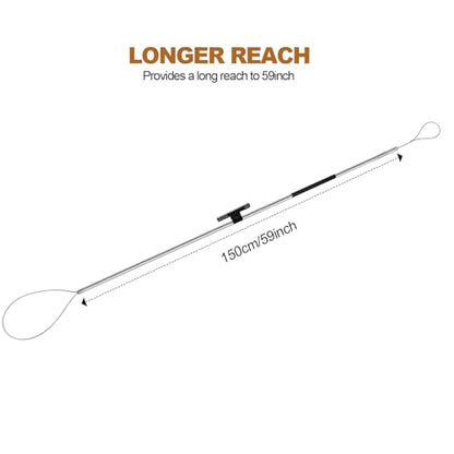 45"-59" Animal Control Pole Dog Catch Rod Noose Holder Tool for Medium Large Wildlife Handling Dogs Feral Cat Raccoons Hog Pig Fox Coyote Bulldog Wolf Goat - size: 59-inch