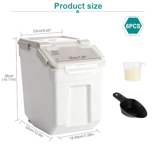 Saim 6Pack 50lb Flour & Rice Storage Container Bin, Grey - color: 6Pack 50lbs Grey