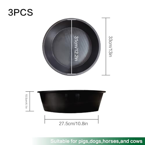 3 Pack Rubber Feed Pan,Heavy Duty Horse Water Bowl for Livestock