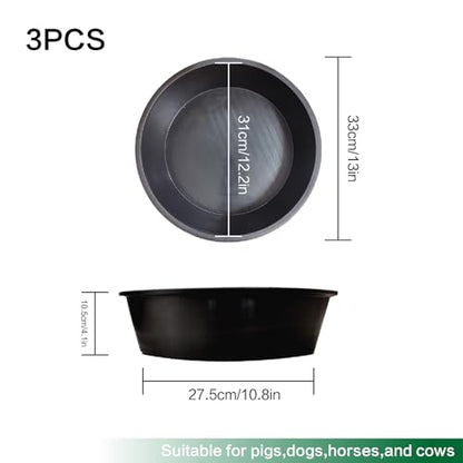 3 Pack Rubber Feed Pan,Heavy Duty Horse Water Bowl for Livestock