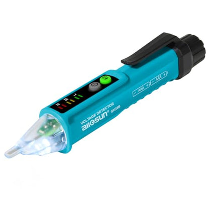allsun Non-Contact AC Voltage Tester Pen 12-1000V, Dual Sensitivity & LED Flashlight, Live/Neutral Wire Breakpoint Finder, Auto Power-Off, Electrical Circuit Detector for Outlets, Wires, Breakers - style: GK28B NOT buzzer and LED