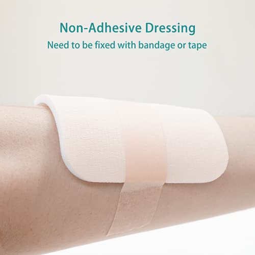 Dimora Foam Dressing, Sterile Non-Adhesive Hydrophilic Pads, Highly Absorbent 4"x4"(10 cm*10 cm) Pack of 10 Square Waterproof Dressing for Wound Care - size: 4x4 Inch (Pack of 10)