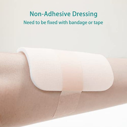 Dimora Foam Dressing, Sterile Non-Adhesive Hydrophilic Pads, Highly Absorbent 4"x4"(10 cm*10 cm) Pack of 10 Square Waterproof Dressing for Wound Care - size: 4x4 Inch (Pack of 10)