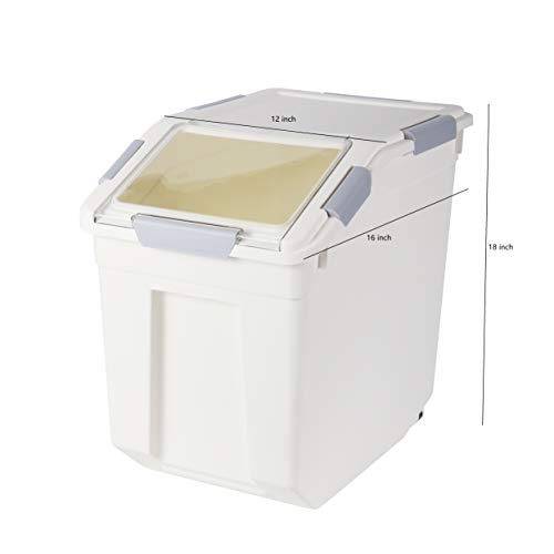 EonTone [2-Pack] 30 lbs Flour Storage Container, 25L Airtight Food Bin with Wheels BPA-Free - size: 25 Liters (pack of 2)