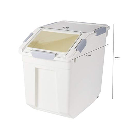 EonTone [2-Pack] 30 lbs Flour Storage Container, 25L Airtight Food Bin with Wheels BPA-Free - size: 25 Liters (pack of 2)