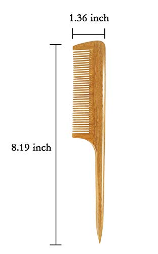 Louise Maelys 2 Pack Wooden Hair Combs, Wide Tooth And Tail Comb - color: Wide tooth + tail comb