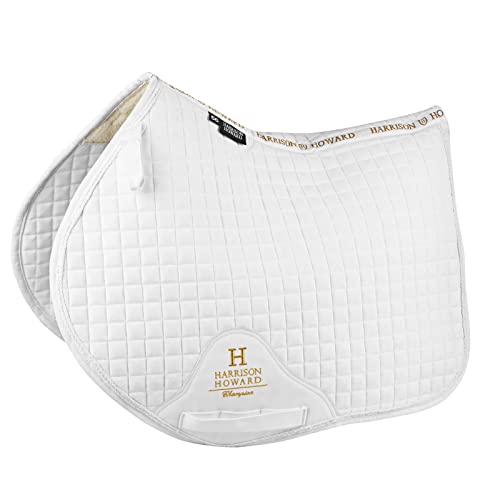 Harrison Howard Close Contact Saddle Pad Non-Slip Suede Outer Perfect for Use with Jumping Saddles - color: White