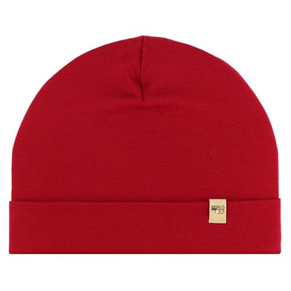 100% Merino Wool Cuff Beanie - Mens & Womens Warm Winter Hat - Watch Cap - Toque - Novelty Beanie - One Size Fits Most - color: True Red