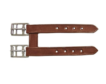 English Leather Elastic Girth Extender with Stainless Steel Roller Buckles and Double Layer Elastic. 1 Year Warranty. - color: Chestnut