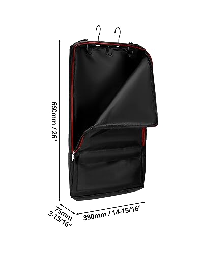 QWORK Bridle Bag with Hooks, Horse Harness Bag, Horse Tack Carry Bag, with 3 Prong Tack Rack, Black