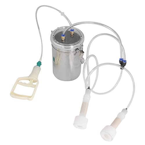 Sorandy 2L Goat Milking Machine, Large Capacity Manual Milking Machine Effort Saving Goat Milker Adjustable Pulsating Pump Stainless Steel Bottle Portable Milking Kit for Sheep, Cow, Goat