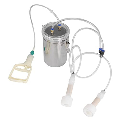 Sorandy 2L Goat Milking Machine, Large Capacity Manual Milking Machine Effort Saving Goat Milker Adjustable Pulsating Pump Stainless Steel Bottle Portable Milking Kit for Sheep, Cow, Goat