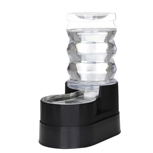 RIZZARI 7L Raised Dog Water Dispenser: Stable Base Design - color: Classic Black, size: 7L