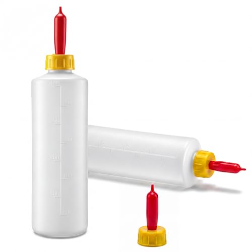 Pcs Goat Feeding Bottles 400ml/13.5oz with Nipples, Lamb Feeding Kit, Goat Nipple and Bottle Set, Livestock Baby Bottle for Sheep, Lamb, Calf, Baby Goats Puppies, Farm Milk Feeder Set