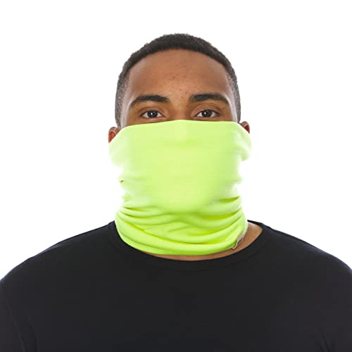 100% Merino Wool - Midweight Neck Gaiter - Skiing Neck Warmer - Winter Face Mask - Multipurpose Headwear - color: High Visibility