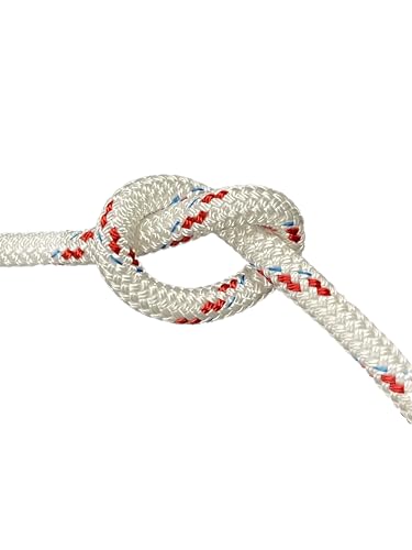 Blue Ox Rope 7/16" Yacht Braid Premium Polyester, White/red/Blue, 300 ft - size: 300 feet