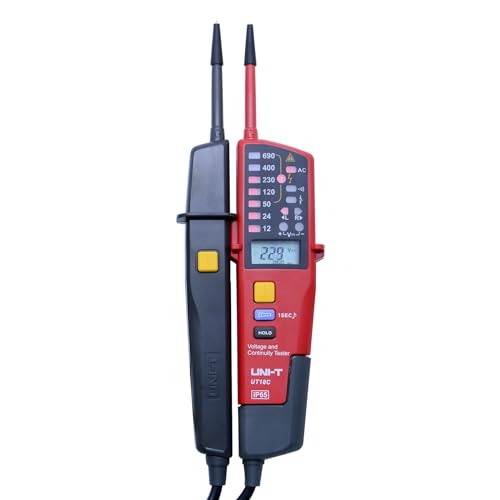 UNI-T UT18C Waterproof Voltage Tester Professional 12V~690V Voltage and Continuity Tester Multifunction Digital Electrical Voltage Meter AC/DC Automatic Range LCD Display - style: UT18C