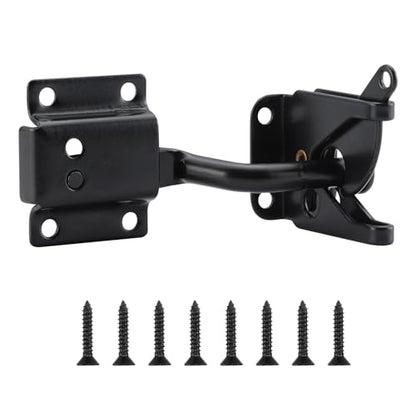 WellMade Self Locking Gate Latch Automatic Gravity Lever Door Lock for Wooden Fences, Heavy Duty Metal Gates, Vinyl Fence, Secure Pool, Garden Outdoor gate, Black with Screws