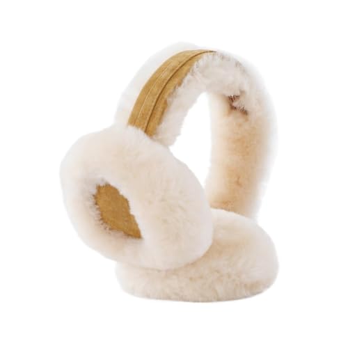 Aurya Sheepskin Earmuffs, Classic Ear Warmer for Winter Outdoor, Wool Ear Muffs for Men and Women - color: Chestnut
