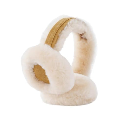 Aurya Sheepskin Earmuffs, Classic Ear Warmer for Winter Outdoor, Wool Ear Muffs for Men and Women - color: Chestnut