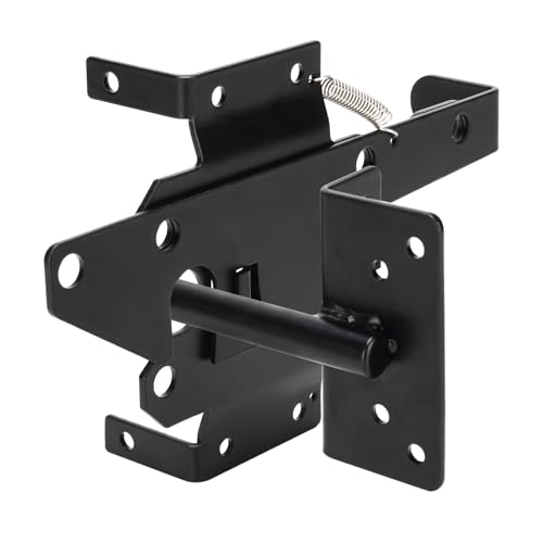 Self Locking Gate Latch for Outdoor Fence, Heavy Duty Post Mount Gravity Lever Fence Latch Hardware, Self-Closing Door Latch for Outdoor Garden, Metal Gates Vinyl Fence, Black Finish