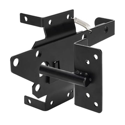 Self Locking Gate Latch for Outdoor Fence, Heavy Duty Post Mount Gravity Lever Fence Latch Hardware, Self-Closing Door Latch for Outdoor Garden, Metal Gates Vinyl Fence, Black Finish