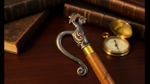 Handmade Solid Brass Head Handle Vintage Style Antique Wooden Walking Stick Cane Gift (3 Fold Wooden Walking Cane) - style: Dragon walking stick