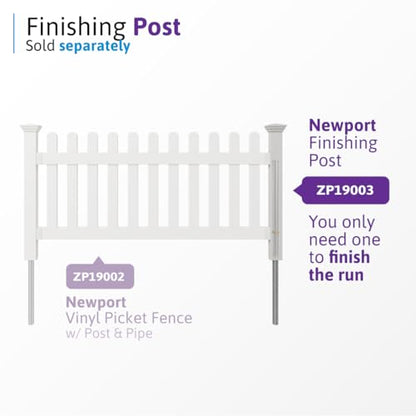 WamBam Newport Picket Fence, White Vinyl DIY No Dig Kit - color: Newport Fence