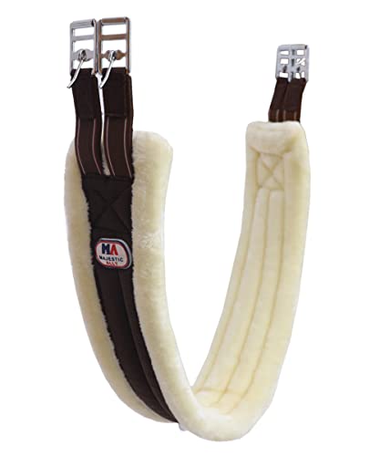 Majestic Ally Mink Fleece Padded Girth with Heavy Duty Elastics & Stainless Steal Hardware Brown -42",44",46",48" and 50" - color: Brown, size: 44 Inch