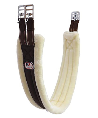 Majestic Ally Mink Fleece Padded Girth with Heavy Duty Elastics & Stainless Steal Hardware Brown -42",44",46",48" and 50" - color: Brown, size: 44 Inch