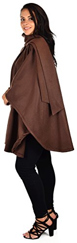 Dare2BStylish Women Poncho Style Fleece Cover Up with Muffler - color: Brown