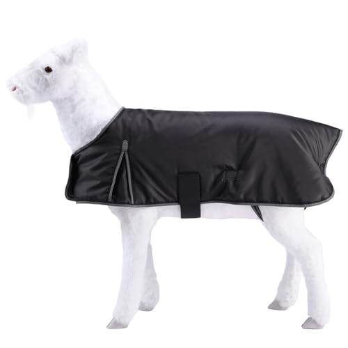 Winter Goat Blanket - 100g Fill Insulated, Waterproof Windproof and Breathable, Adjustable Cold Weather Coat for Goats Black Small - size: Small (Back Length: 17.3")