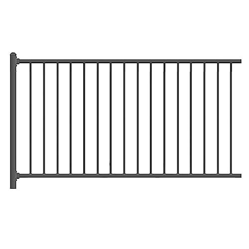 XCEL Fence® Black Steel Anti-Rust Fence Panel - Flat Top/Flat Bottom - 4FT H x 6.5FT W - Easy Installation - for Residential, Outdoor, Yard, Pool, Garden - 1 Post Included*